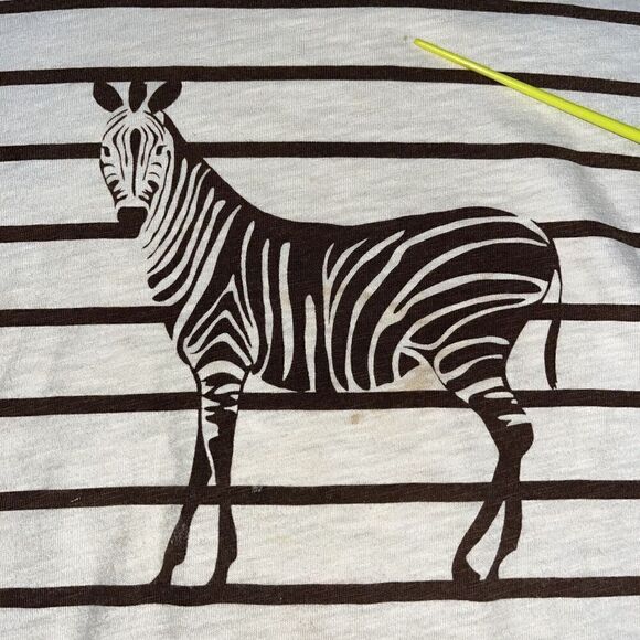 Women’s Grunge Crop‎ Top T Shirt Size Small Brown Zebra Graphic Stripe Stains - Picture 3 of 6